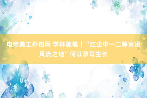 电商美工外包网 学林随笔｜“红尘中一二等富贵风流之地”何以孕育生长